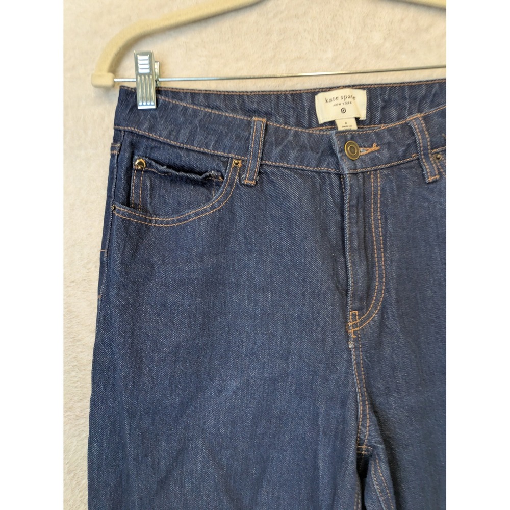 Kate Spade Dark Wash Wide Leg Cropped Cuffed Jeans Womens Size 8 - Picture 4 of 11